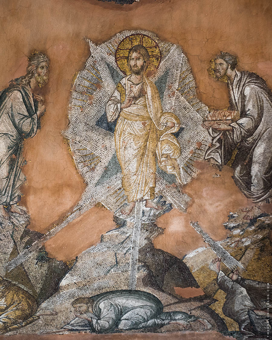 Mosaic of the Transfiguration of Jesus at the UNESCO Byzantine Church of the Holy Apostles in Thessaloniki