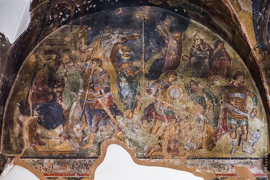Τοιχογραφία με τη σκηνή της Σφαγής των Νηπίων στον νάρθηκα του Προφήτη Ηλία Θεσσαλονίκης (UNESCO)