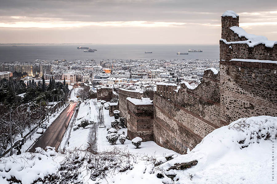 The East Wall of Thessaloniki Snow-covered