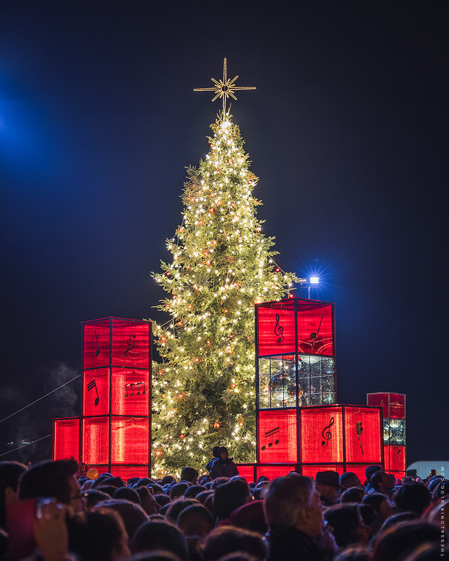 The Christmas Tree in Aristotelous Square after its Lighting